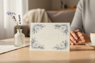 Carte de remerciement pour un décès avec motifs floraux apaisants