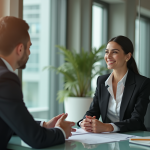 Banque privée avec une femme d affaires en réunion