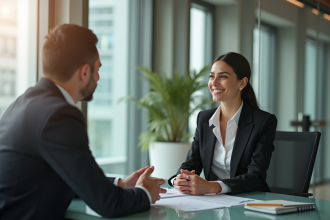Banque privée avec une femme d affaires en réunion