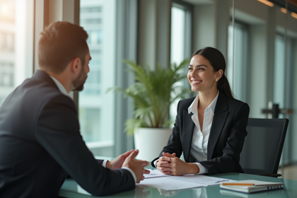 Banque privée avec une femme d affaires en réunion