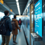 Commutateurs utilisant un kiosque digital dans une gare moderne