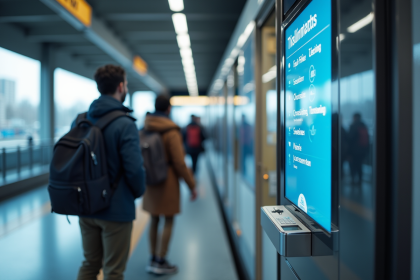 Commutateurs utilisant un kiosque digital dans une gare moderne