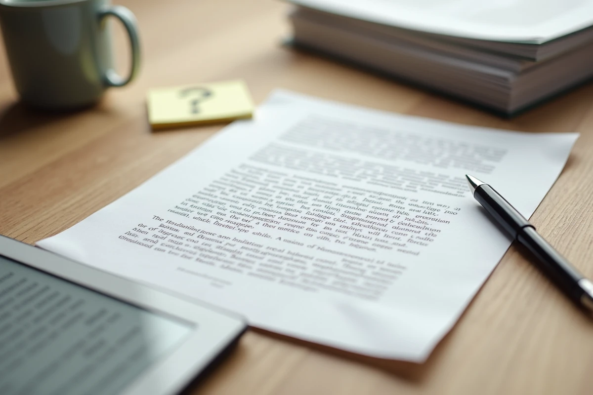 Vue en flat-lay d'une tablette avec interface ebook, un document juridique et un stylo sur une table en bois, illustrant les enjeux légaux du téléchargement d'ebooks en 2026