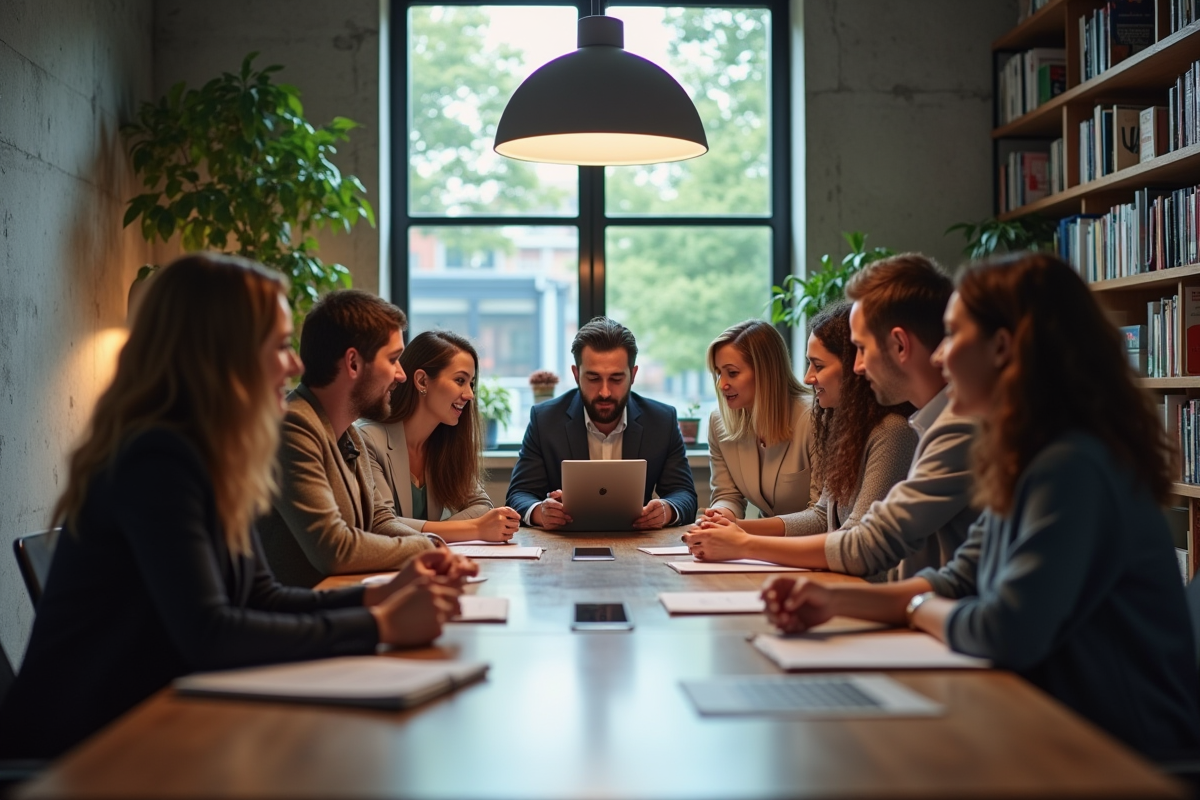 Groupe de collègues collaborant autour d