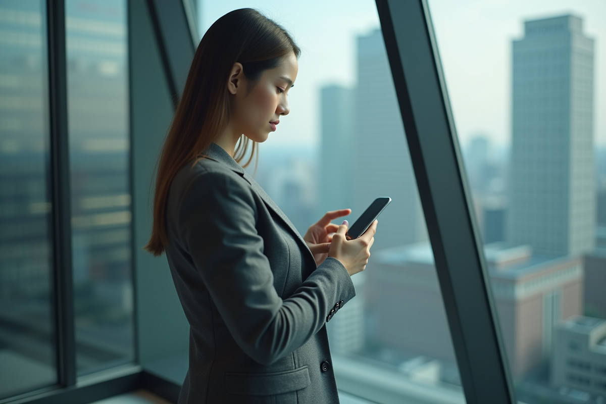 Jeune femme professionnelle utilisant son smartphone