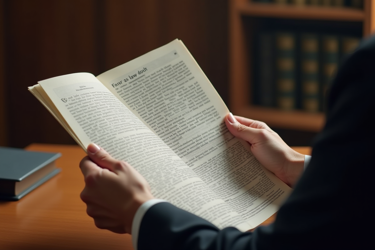 Main de juge tenant un document juridique en gros plan