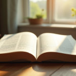 Livre de grammaire française ouvert sur un bureau lumineux