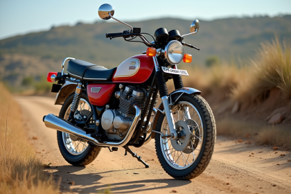 Moto Honda XR600L vintage sur chemin rural en plein jour