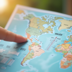 Personne pointant une carte de conversion miles en kilomètres