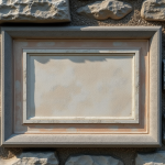 Plaque gravée en pierre sur mur de granit ancien