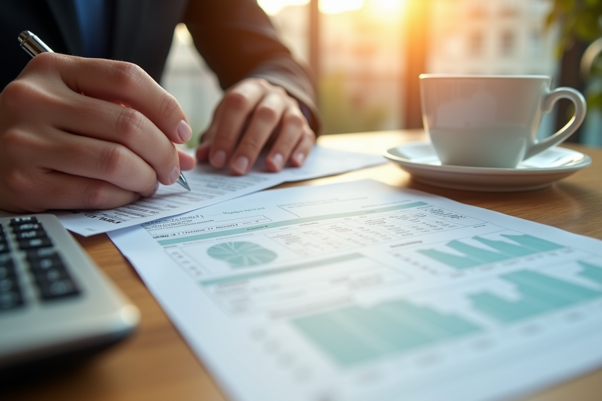 Mains remplissant des papiers fiscaux avec calculatrice