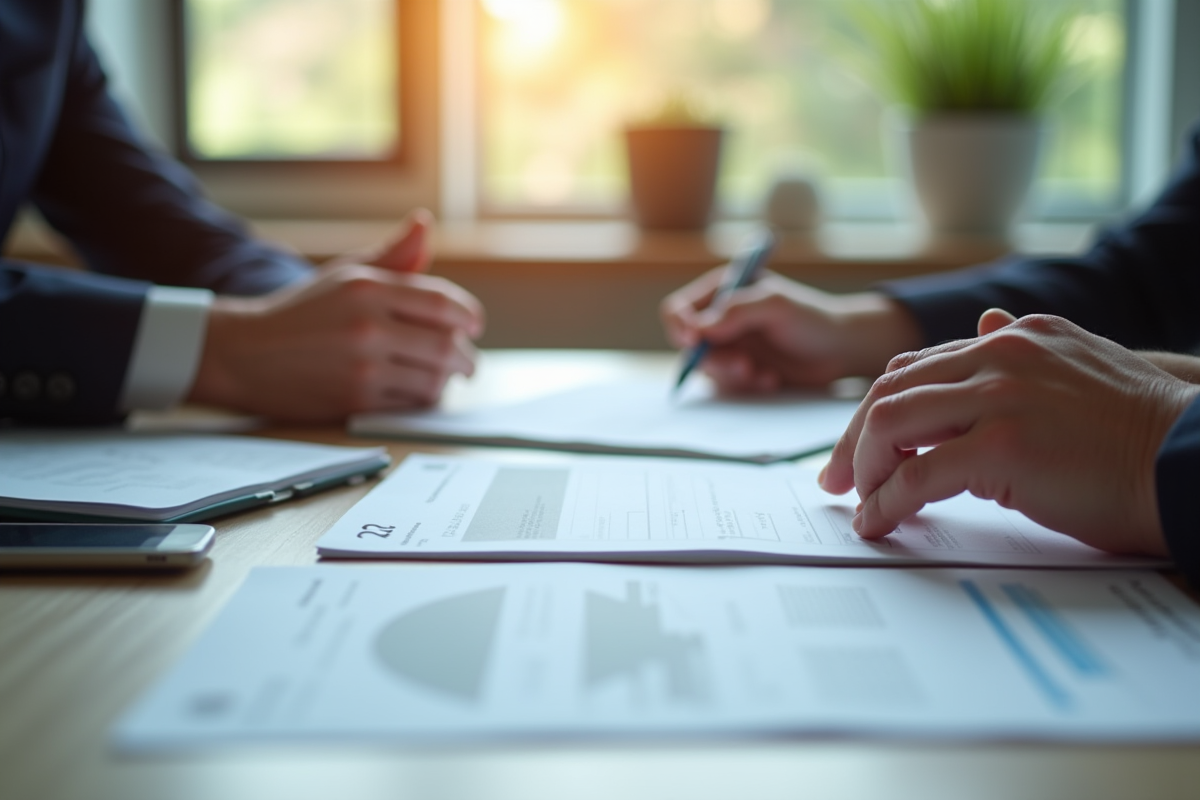 Réunion d'affaires moderne avec documents CRCA 22