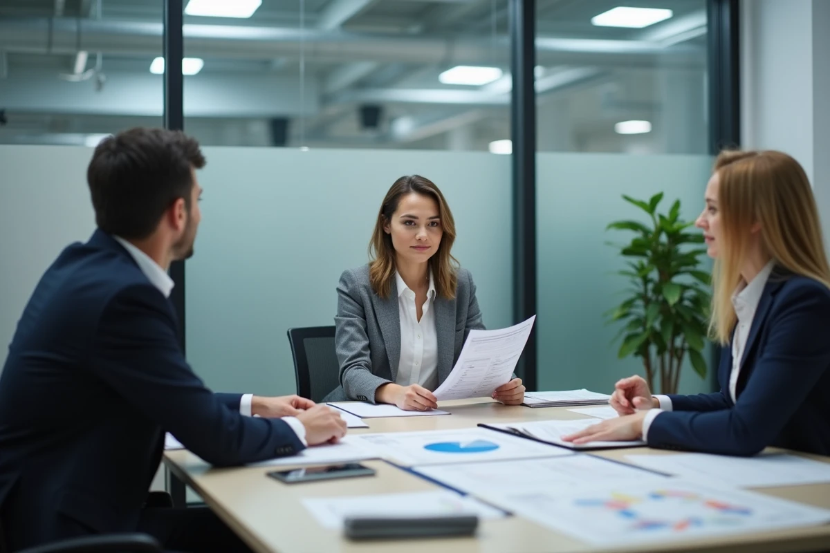 Réunion d'équipe en entreprise industrielle autour de la documentation de conformité réglementaire