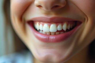 Jeune adulte souriant confiantement avec dents blanches